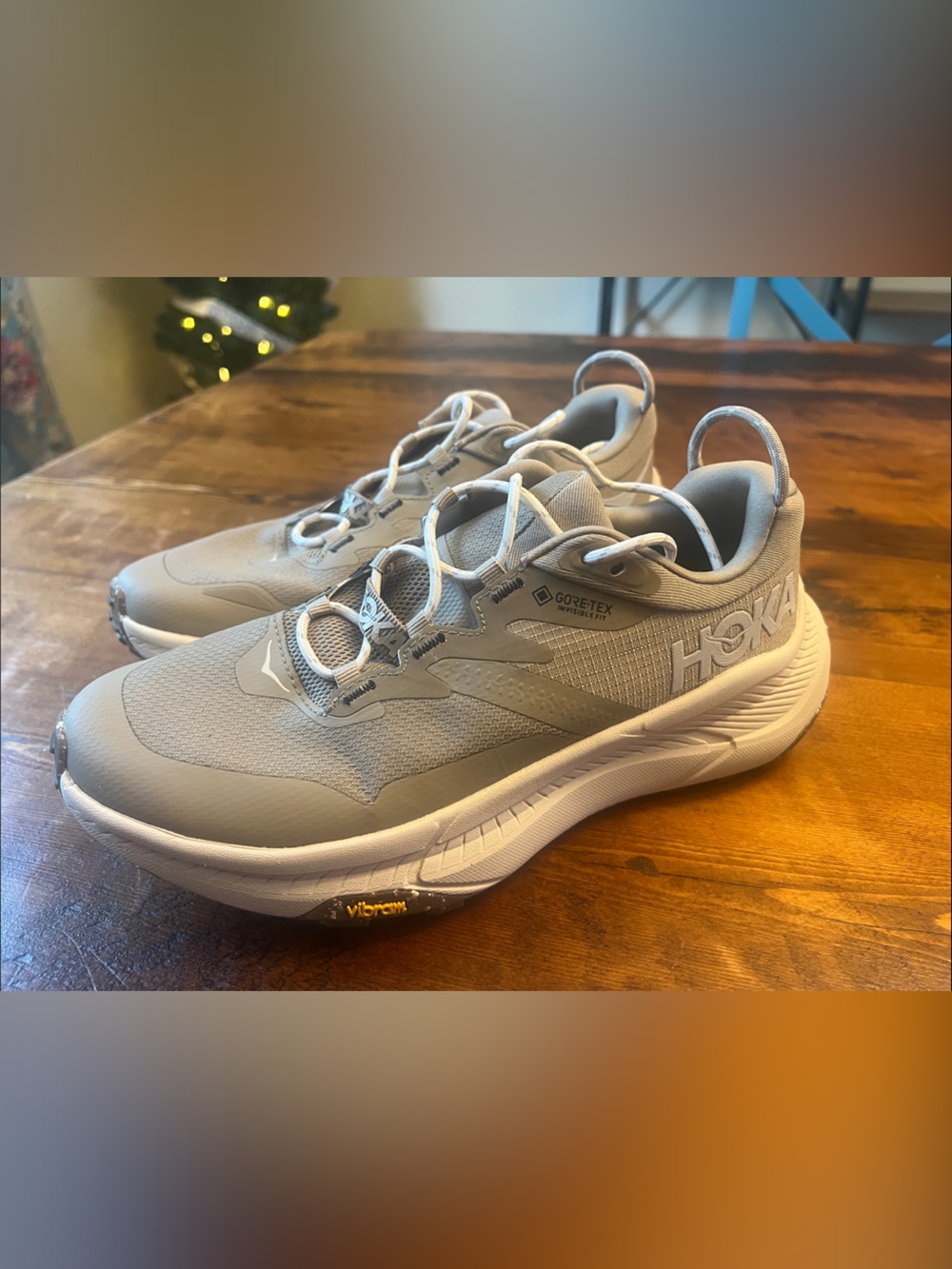Hoka Gore-Tex Trail Running Shoes - Light Gray / Tan / Brown